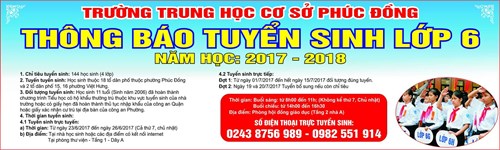 Thong bao tuyen sinh lop 6 nam hoc 2017-2018 